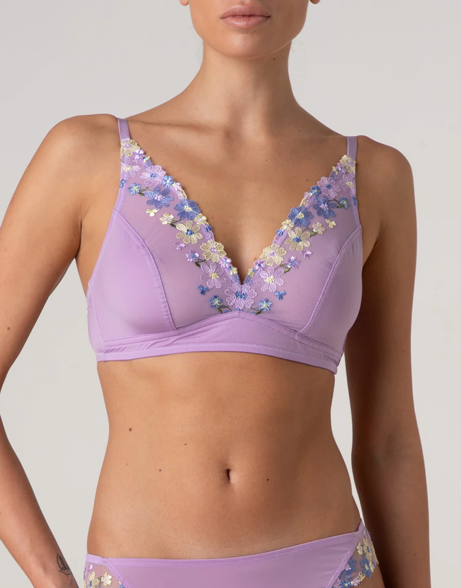 Reggiseno Triangolo senza Ferretto Fairytale Embroidery in tulle ricamato, lavanda fiori