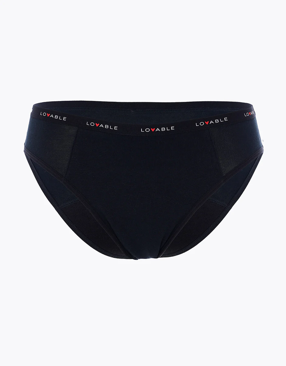 Slip da ciclo lavabile flusso medio in cotone biologico certificato, nero - Image 7