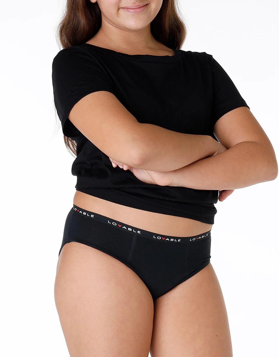 Slip da Ciclo per Adolescenti MY FIRST PERIOD PANTIES, flusso medio - Nero