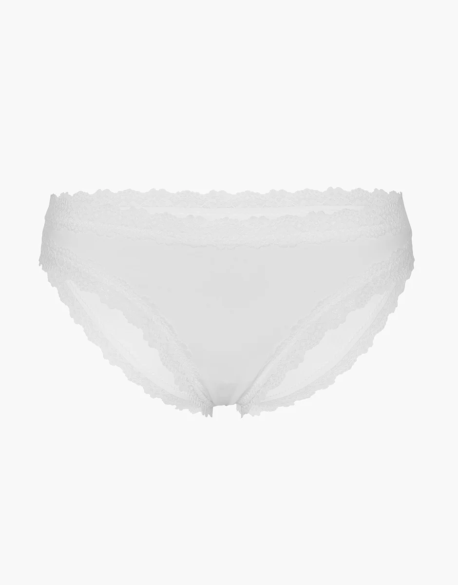 Slip Lacy Micro in microfibra con pizzo, bianco - Image 5