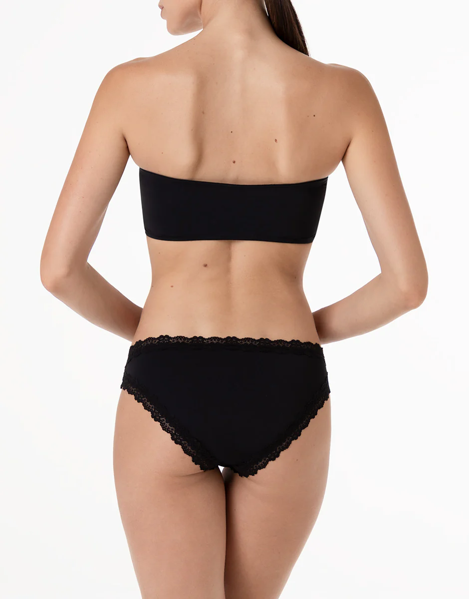 Slip Lacy Micro in microfibra con pizzo, nero - Image 4