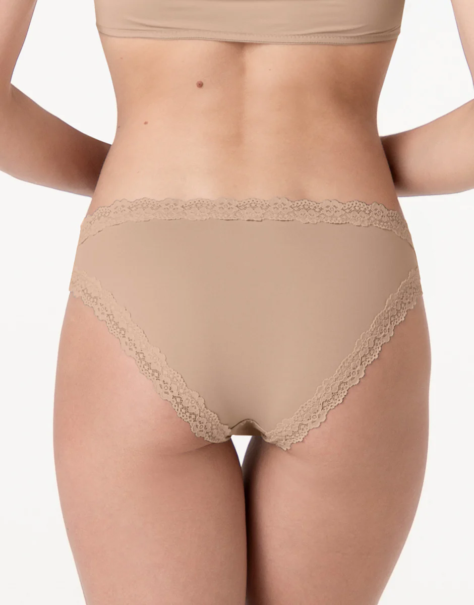 Slip Lacy Micro in microfibra con pizzo, nudo chiaro - Image 2