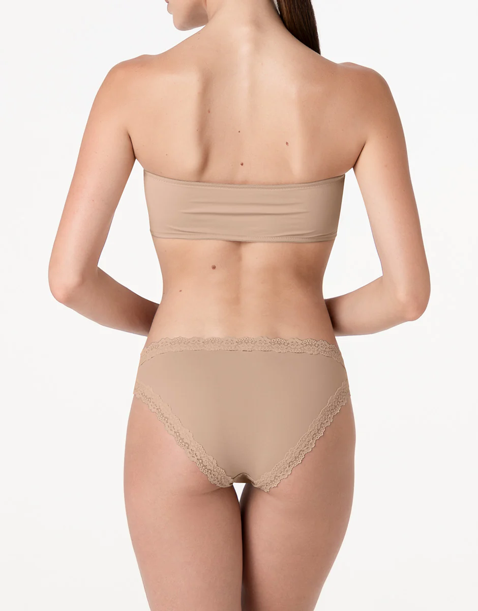 Slip Lacy Micro in microfibra con pizzo, nudo chiaro - Image 4