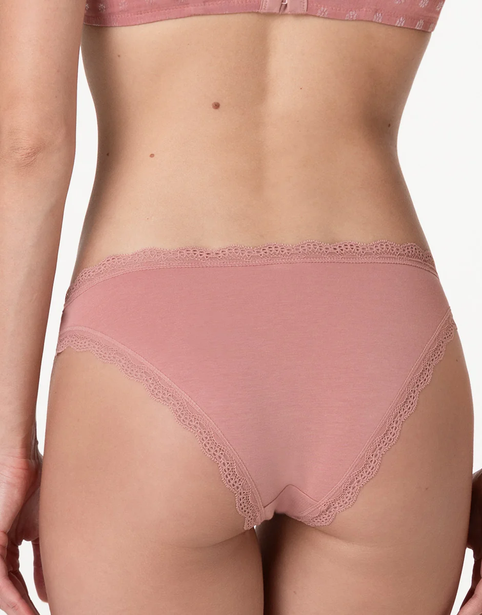 Slip Lovable Panties in cotone e pizzo elasticizzati, rosa polvere - Image 2