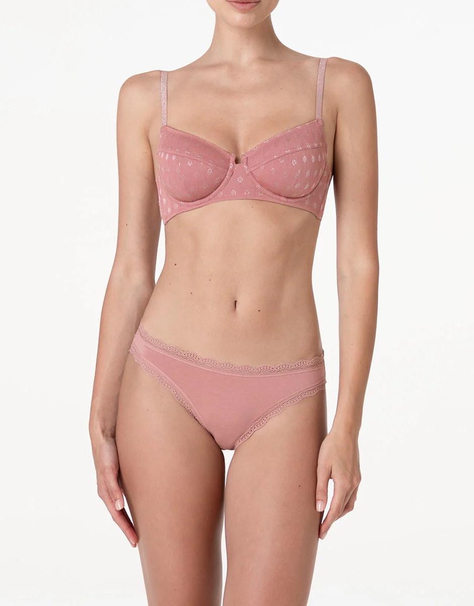 Slip Lovable Panties in cotone e pizzo elasticizzati, rosa polvere - Image 4