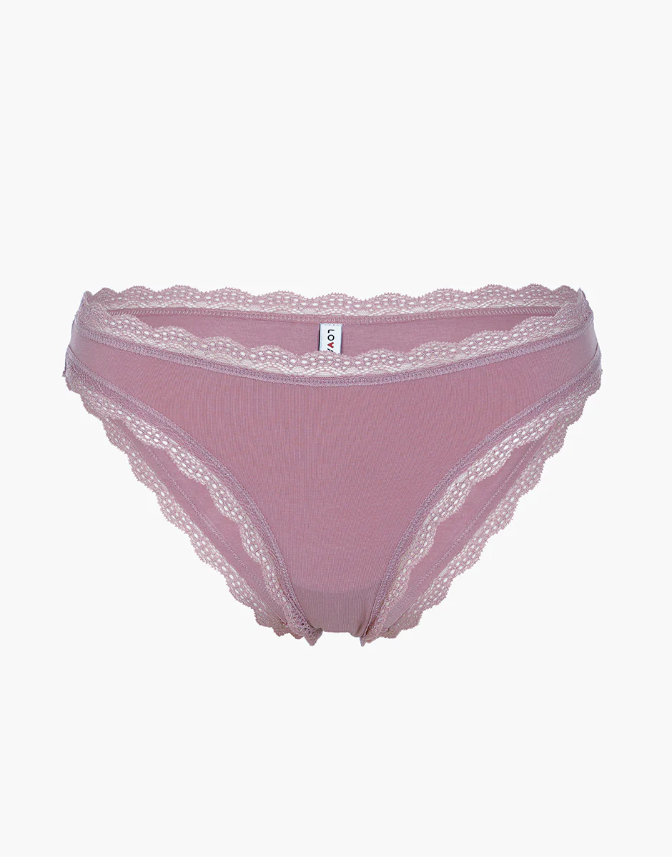 Slip Lovable Panties in cotone e pizzo elasticizzati, rosa polvere - Image 5