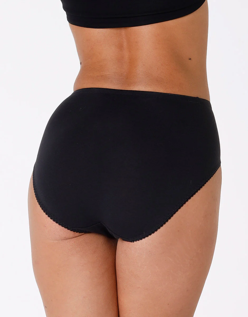 Slip midi Lovely Charme nero in cotone elasticizzato con pizzo - Image 3