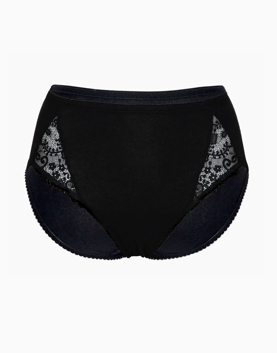Slip midi Lovely Charme nero in cotone elasticizzato con pizzo - Image 7