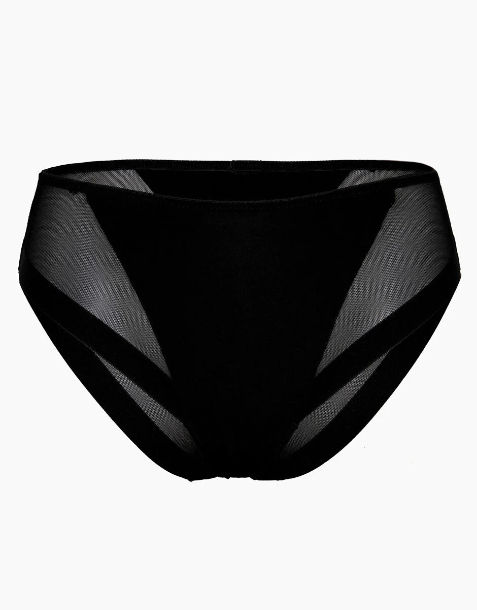 Slip midi sgambato Invisible Ultralight nero in microfibra e tulle. Massima invisibilità - Image 4