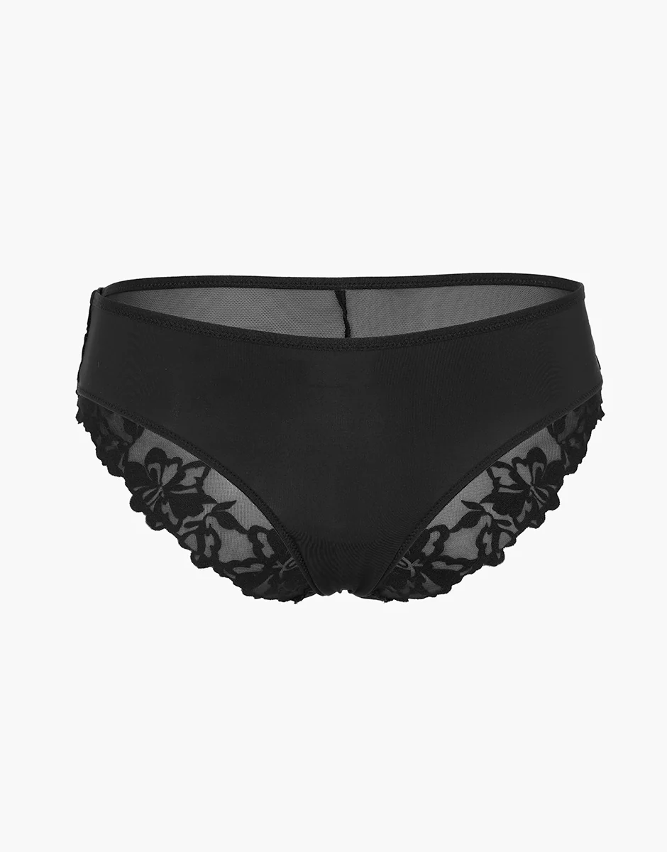 Slip Midi Velvet Embroidery in microfibra e tulle, nero - Image 5