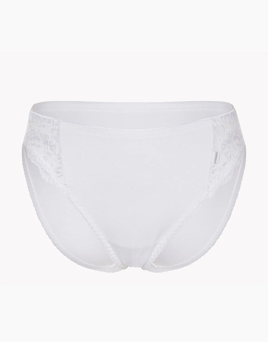 Slip mini sgambato Lovely bianco in cotone elasticizzato con pizzo - Image 6
