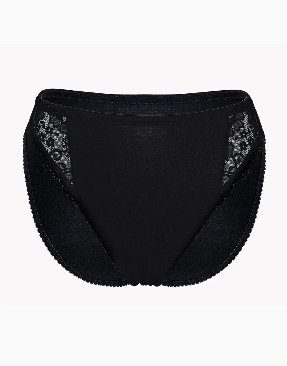 Slip mini sgambato Lovely charme nero in cotone elasticizzato con pizzo - Image 7