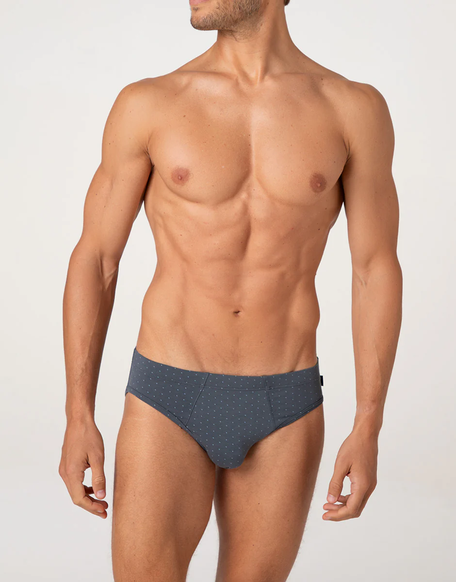 Slip Printed Cotton Modal, antracite pois azzurro - Image 3