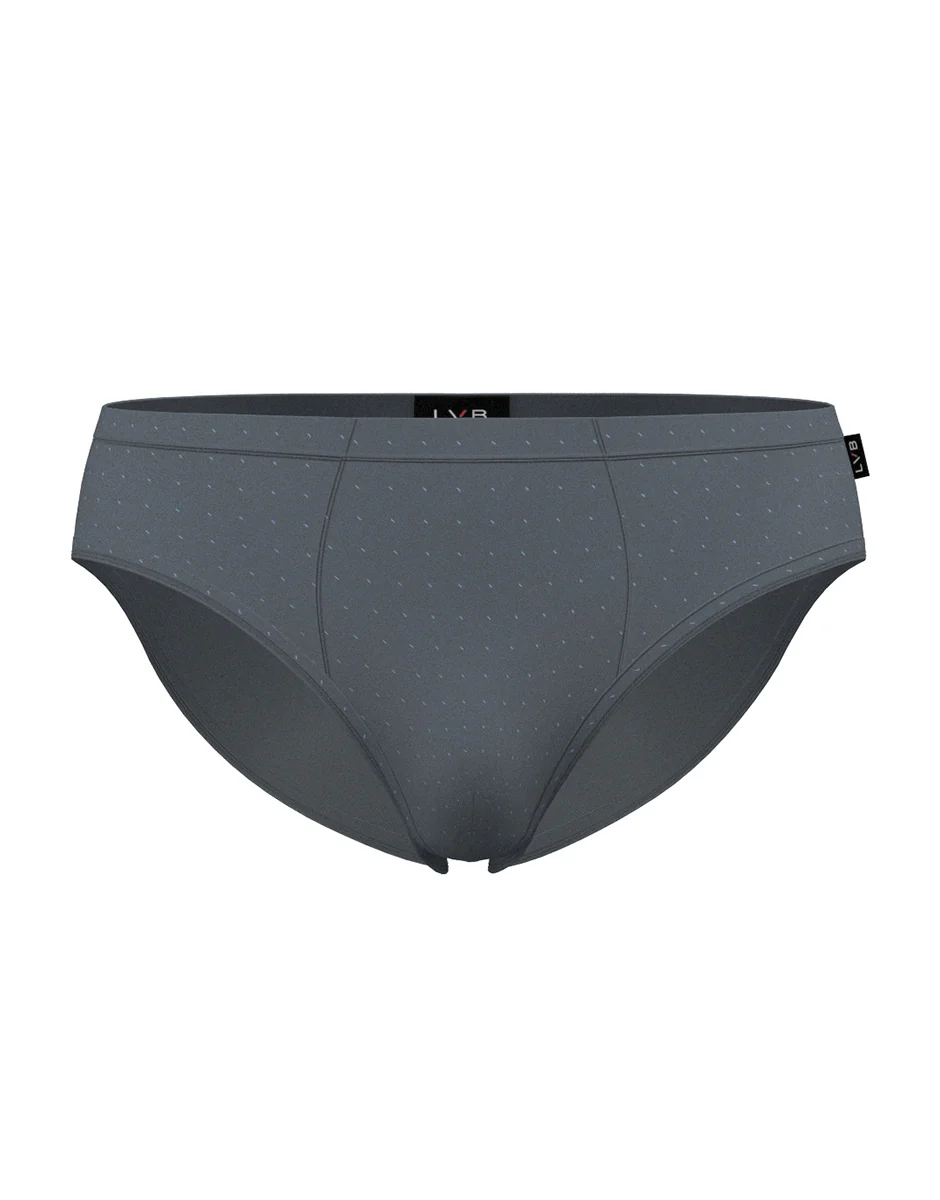 Slip Printed Cotton Modal, antracite pois azzurro - Image 4