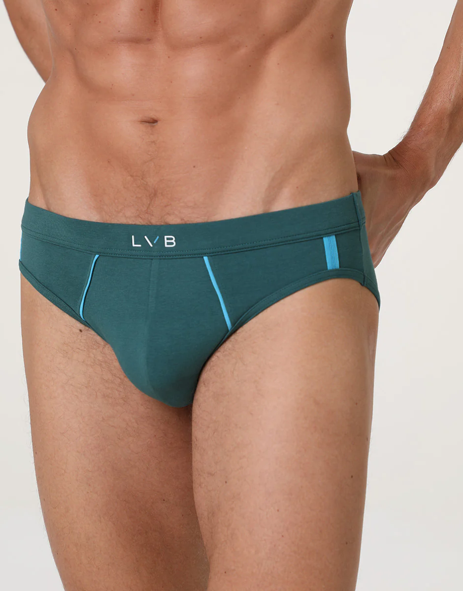 Slip Sporty Stretch Cotton, verde mediterraneo e turchese