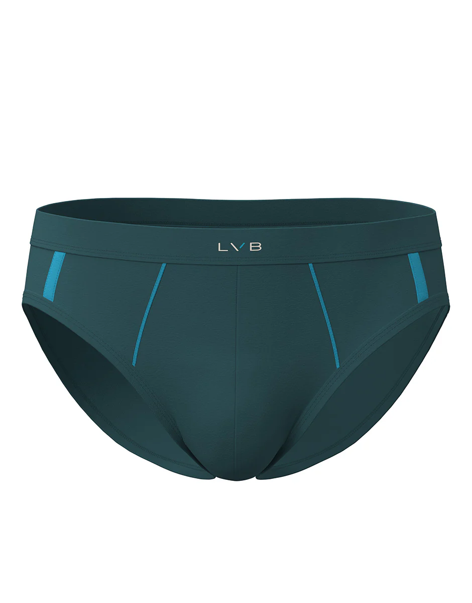 Slip Sporty Stretch Cotton, verde mediterraneo e turchese - Image 5