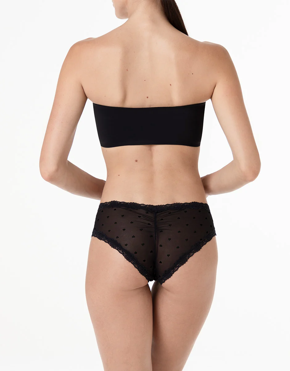 Slip Table Panties in tulle jacquard e pizzo, nero - Image 4