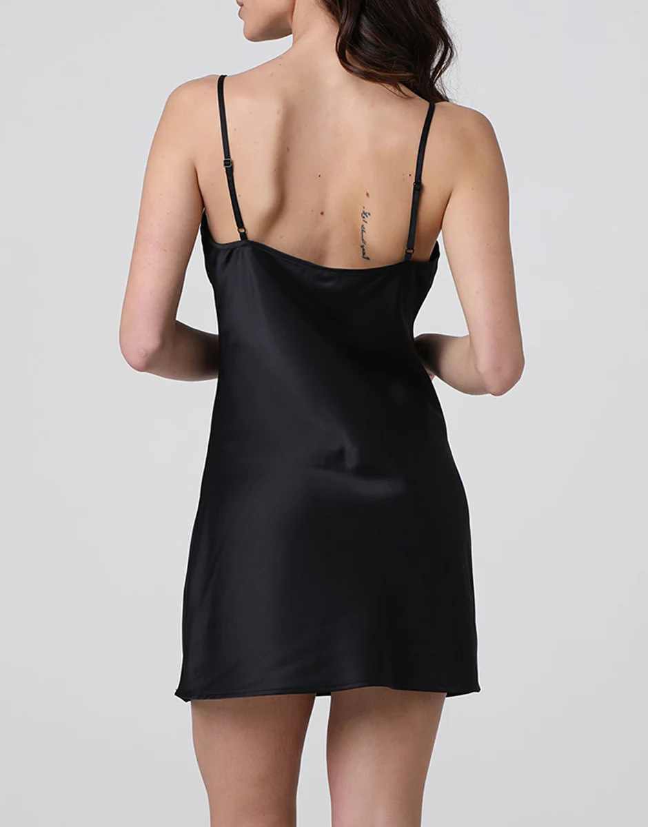 Sottoveste in satin, nero  - Image 3
