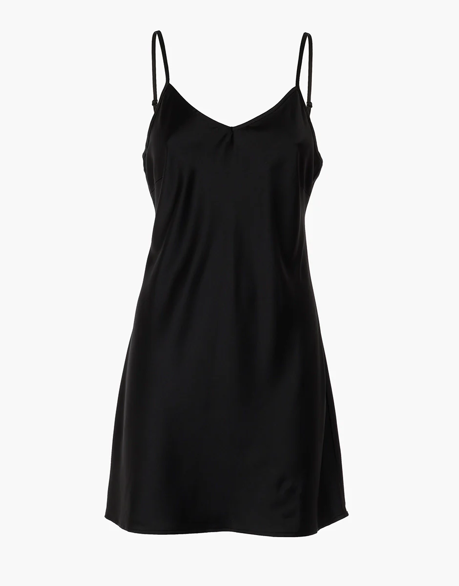 Sottoveste in satin, nero  - Image 4