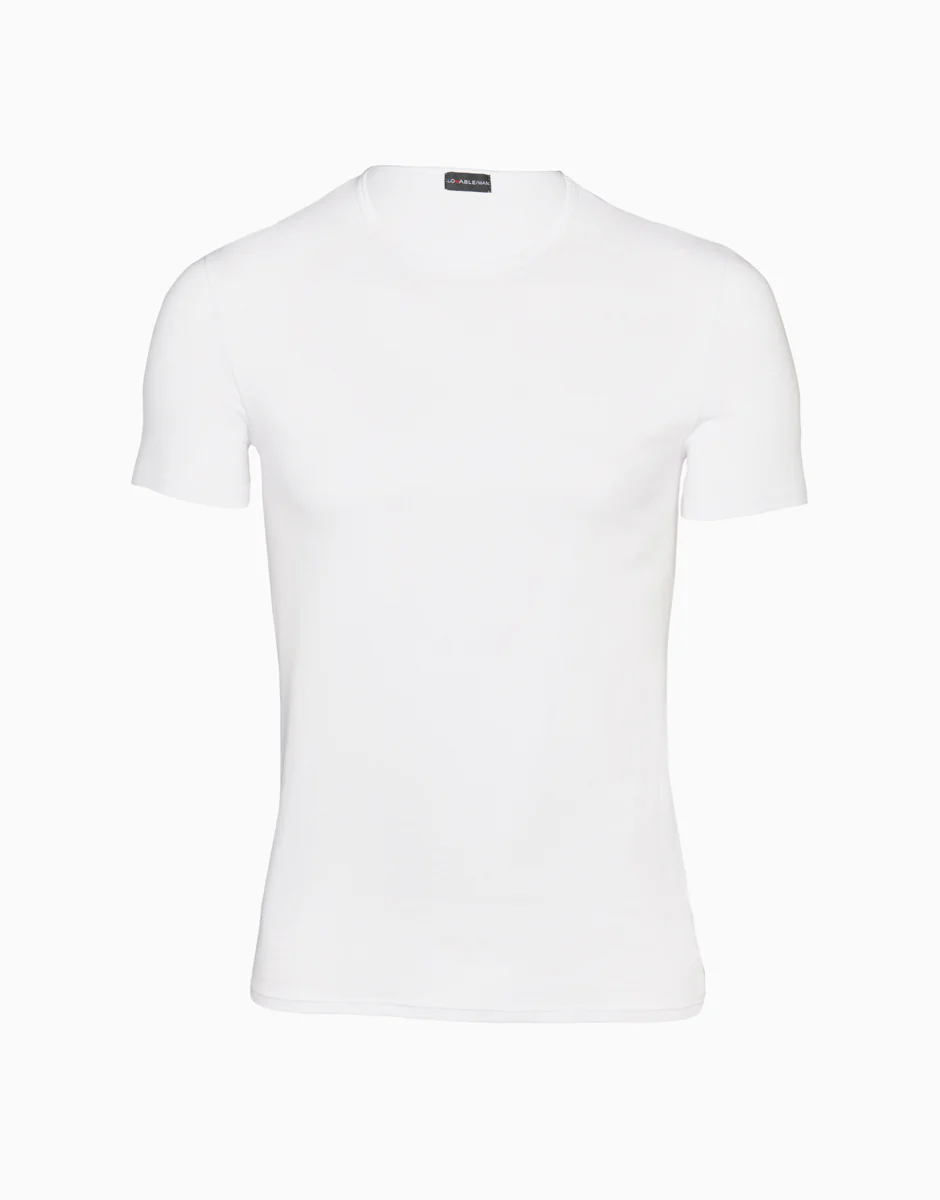 T-Shirt girocollo Cotton Stretch in cotone elasticizzato, bianco - Image 3