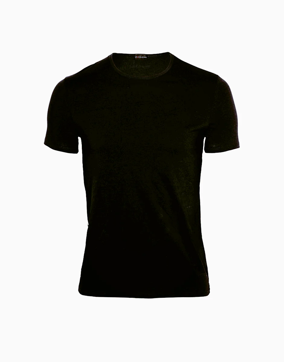 T-Shirt girocollo Cotton Stretch in cotone elasticizzato, nero - Image 3