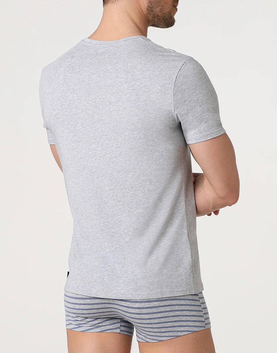 T-Shirt Girocollo Jacquard Cotton Modal, grigio melange - Image 2
