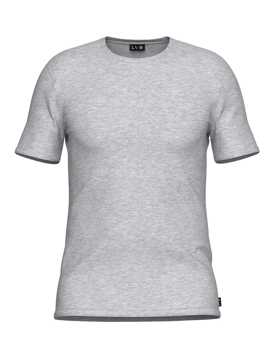 T-Shirt Girocollo Jacquard Cotton Modal, grigio melange - Image 4