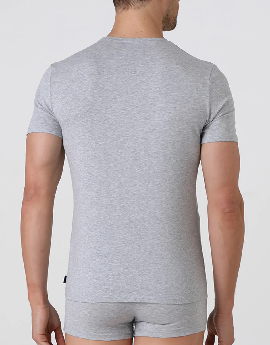 T-shirt girocollo Premium Cotton grigio melange in cotone elasticizzato di alta qualità - Image 3