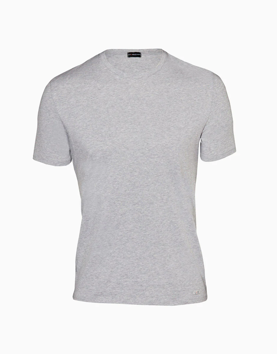T-shirt girocollo Premium Cotton grigio melange in cotone elasticizzato di alta qualità - Image 4