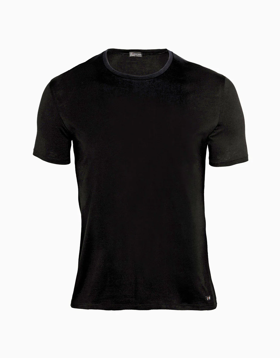 T-shirt girocollo Premium Cotton nero in cotone elasticizzato di alta qualità - Image 4
