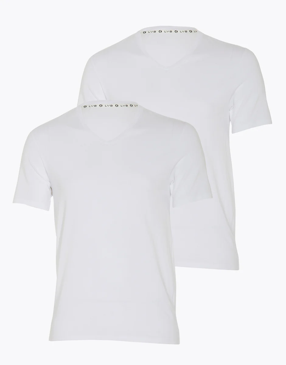T-shirt girocollo uomo in cotone biologico, confezione x2 bianco - Image 3