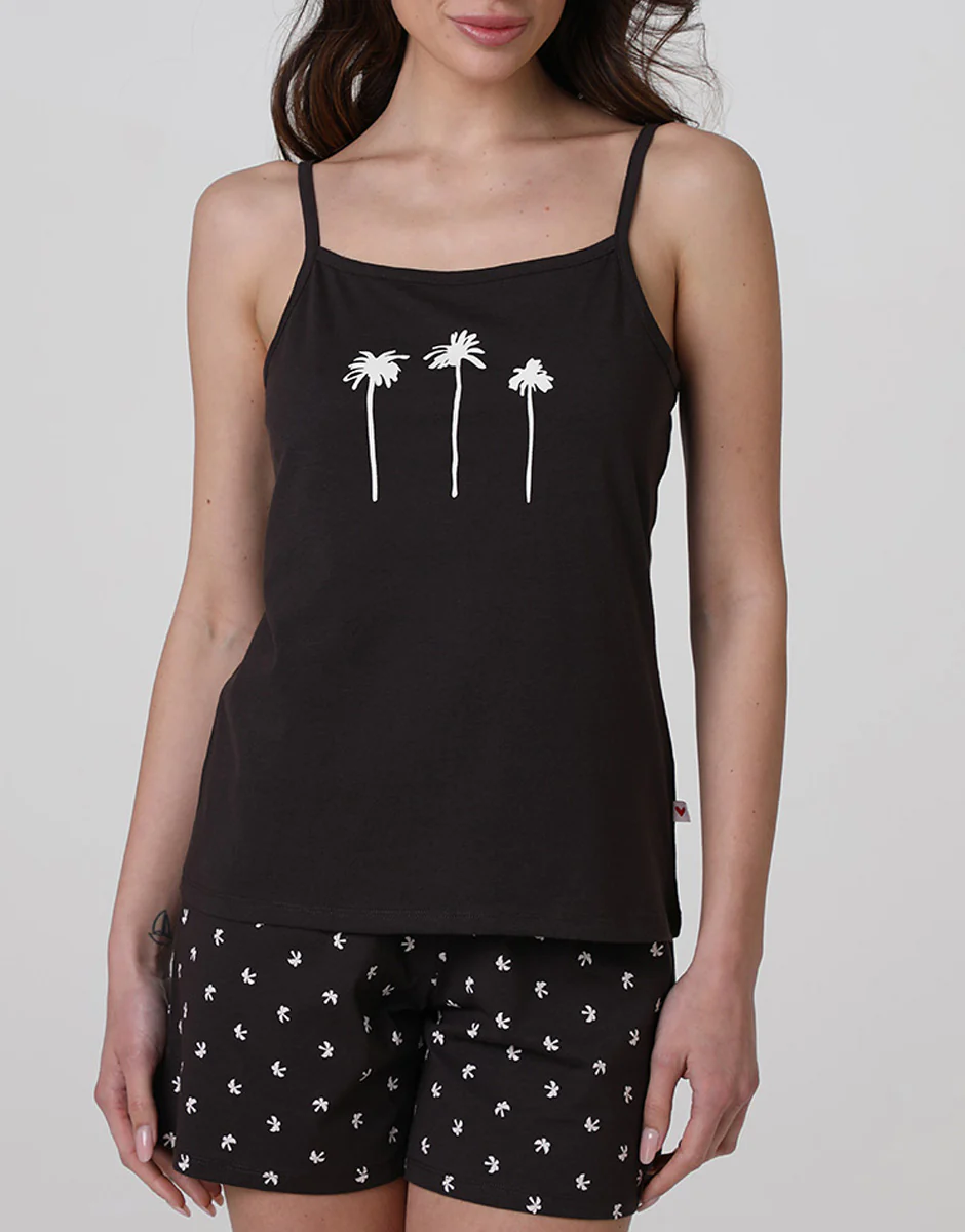 Top e Pantaloncino in Jersey, marrone scuro