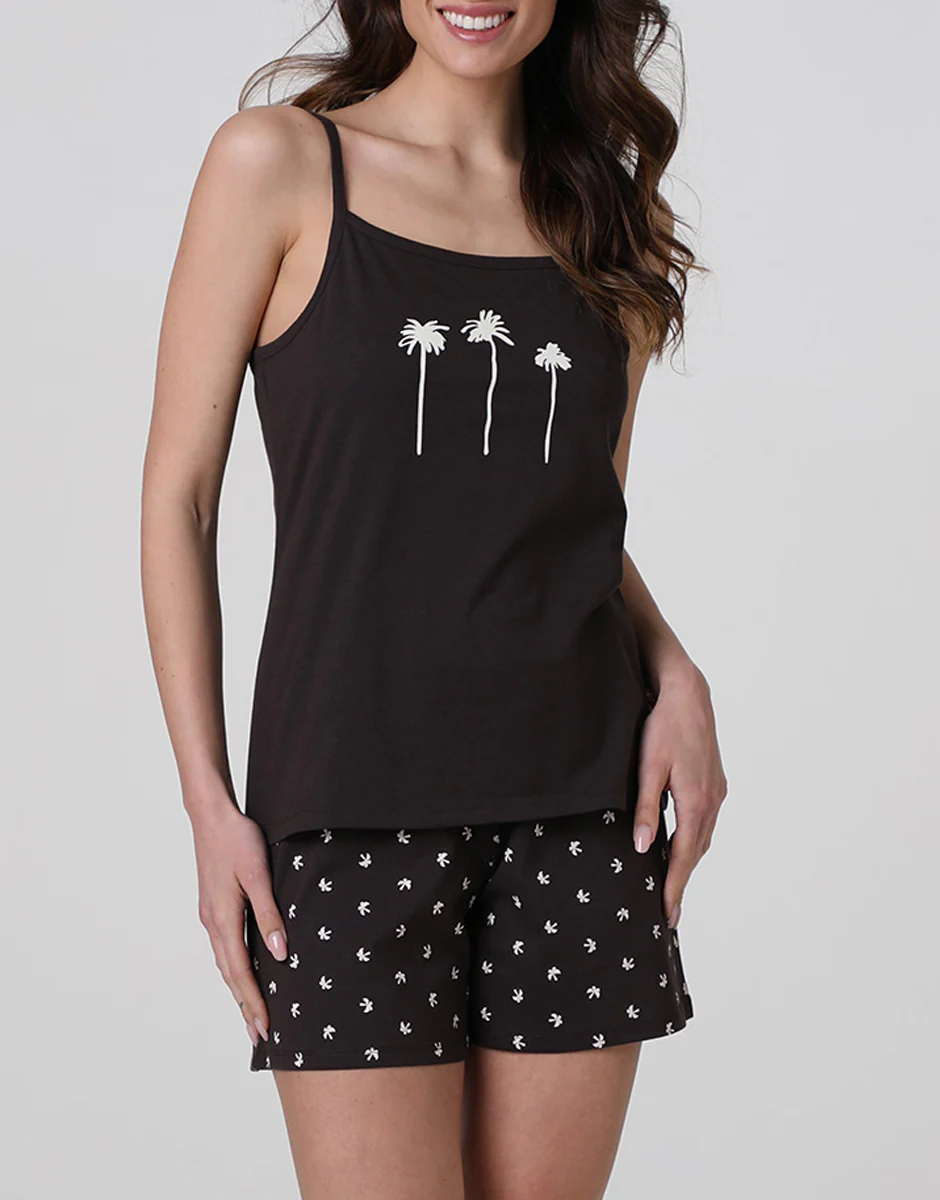 Top e Pantaloncino in Jersey, marrone scuro - Image 2