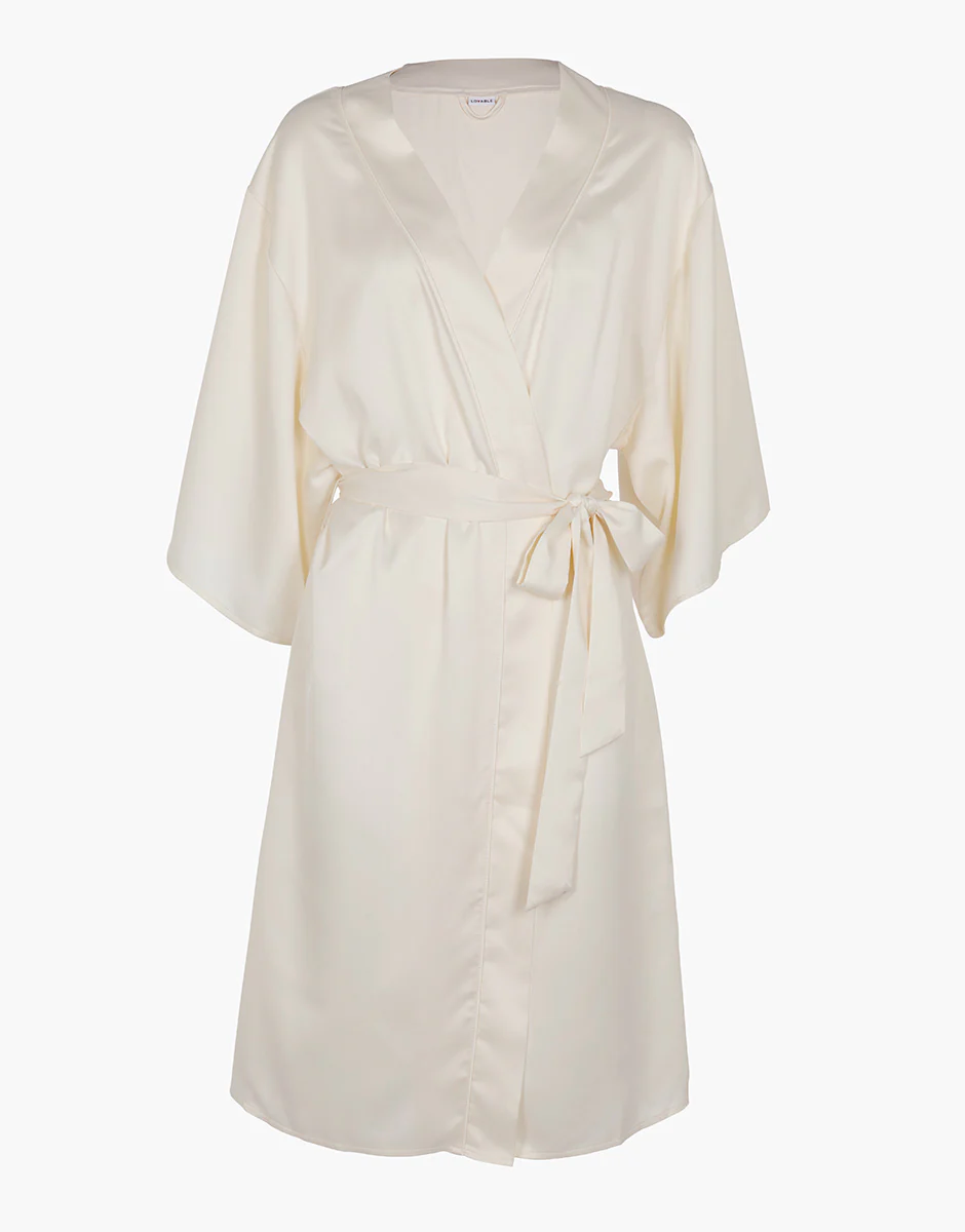 Vestaglia in Satin, bianco latte - Image 4