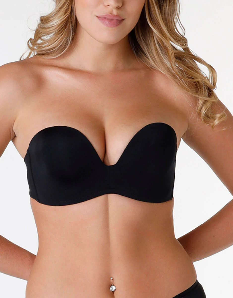 WONDERBRA Reggiseno Push-Up Ultimate Strapeless in microfibra, nero